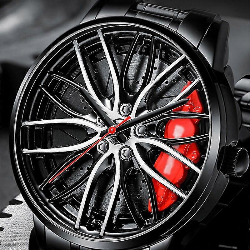 (3 PCS ) Car Wheel Rim Hub Watch: 30M Waterproof Sapphire Crystal Dial - Japanese Quartz Movement Stainless Steel Wrist Watch for Men Outdoor Sports Racing Daily Use