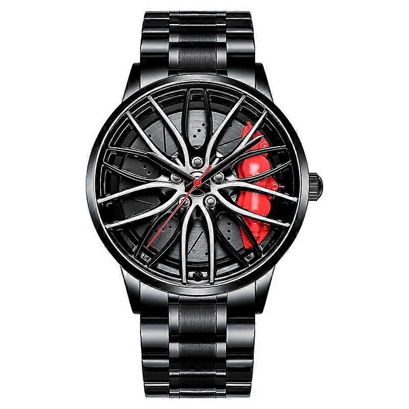 (3 PCS ) Car Wheel Rim Hub Watch: 30M Waterproof Sapphire Crystal Dial - Japanese Quartz Movement Stainless Steel Wrist Watch for Men Outdoor Sports Racing Daily Use