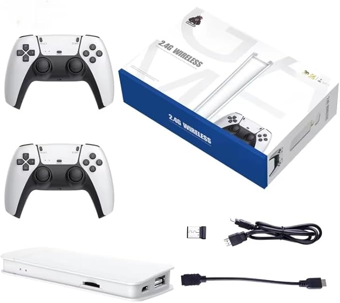 2.4G Wireless Game Controller Set with USB Receiver – Dual Gamepads for PC, Laptop, Smart TV & Android TV Box, Plug & Play Gaming Joystick with 4K Game Stick Support – Black & White